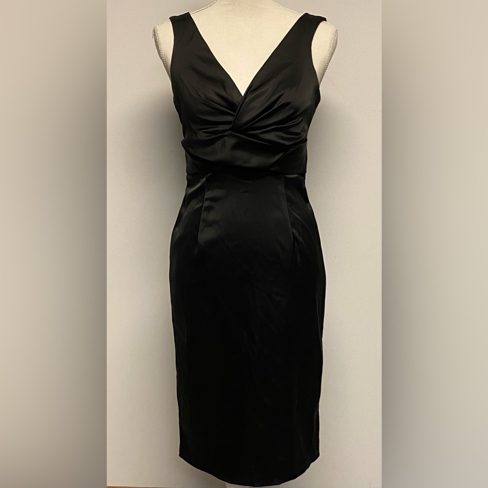 Betsy & Adam by Linda Bernell Vintage Satin Black Cocktail Dress Size 6